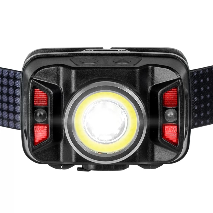 LED Dimmerabile rechargeable headlamp con sensore e luce rossa LED/15W/5V IP66 430 lm 24 h 1800 mAh