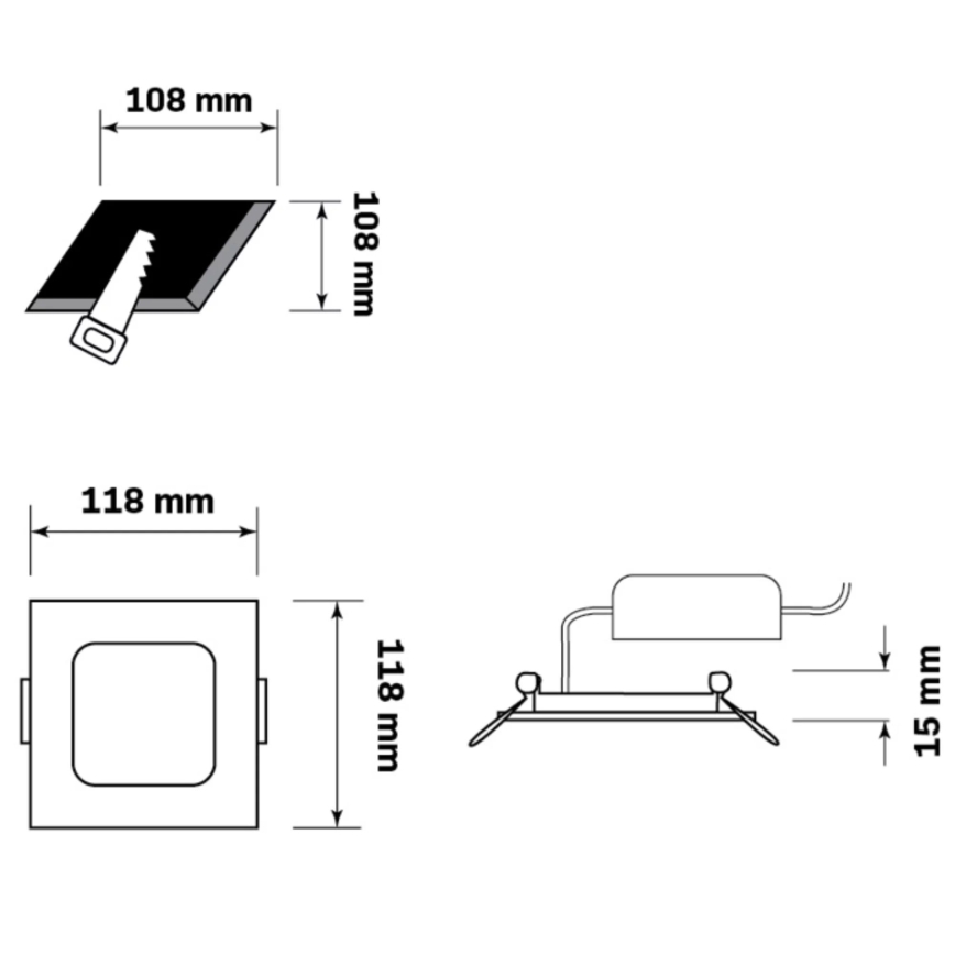 Lampada LED da incasso RIGEL LED/4,8W/230V 4000K 11,8x11,8 cm nero