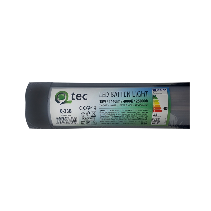 Lampada LED sottopensile QTEC LED/18W/230V 60 cm nero