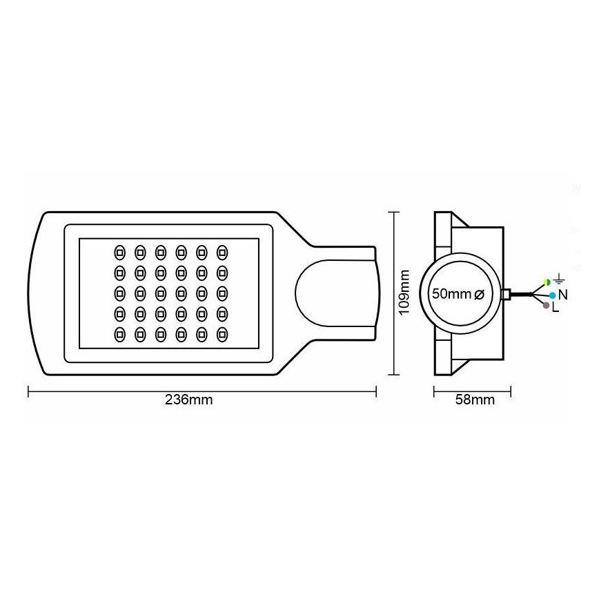 Lampada stradale LED LED/30W/170-400V IP67