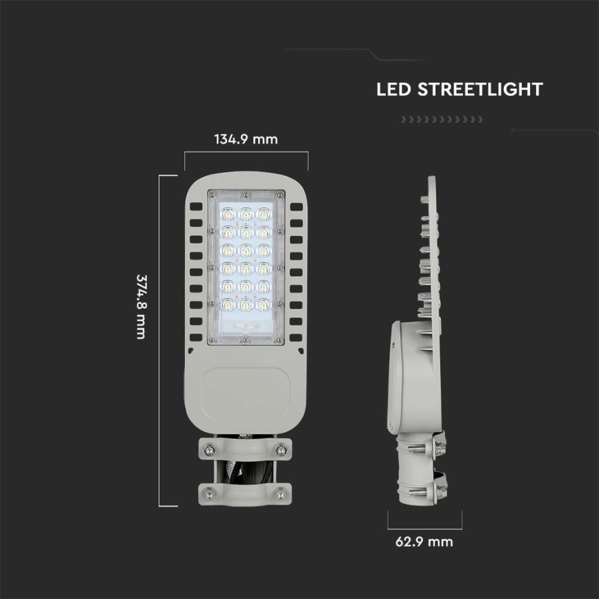 Lampada stradale LED SAMSUNG CHIP LED/30W/230V 4000K grigio
