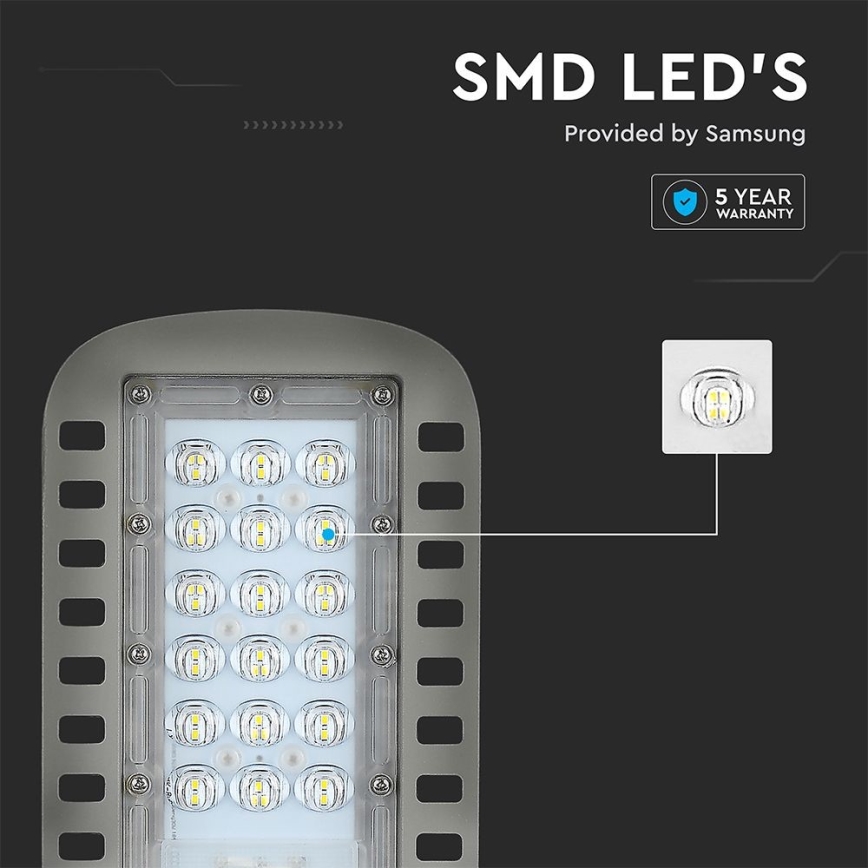 Lampada stradale LED SAMSUNG CHIP LED/30W/230V 6500K grigio