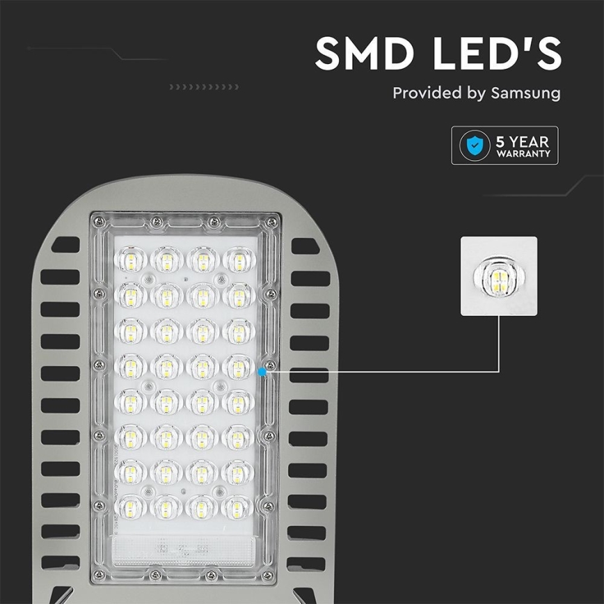 Lampada stradale LED SAMSUNG CHIP LED/50W/230V 4000K grigio