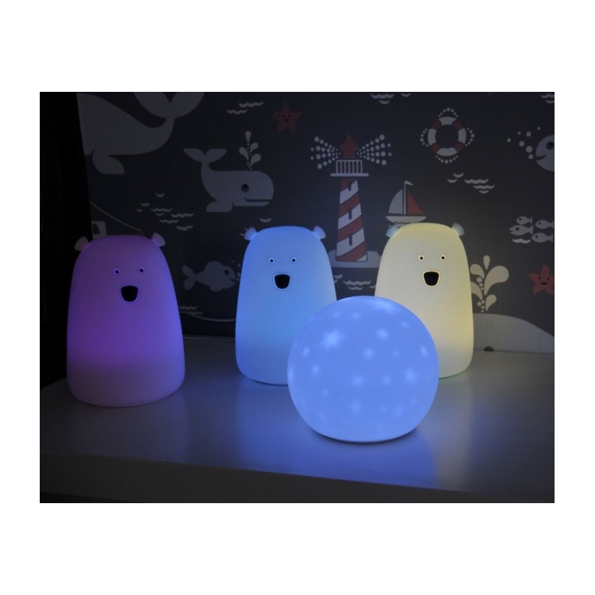 Lampada touch LED RGB  per bambini BEAR LED/0,8W/5V rosa + USB