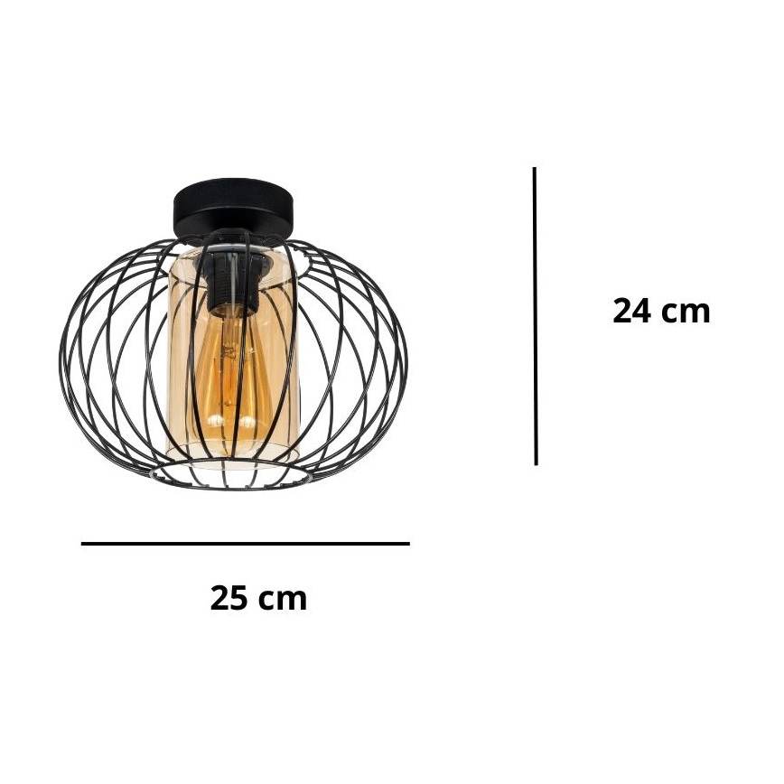Lampadario a plafone CORRINI 1xE27/60W/230V diametro 25 cm nero/beige