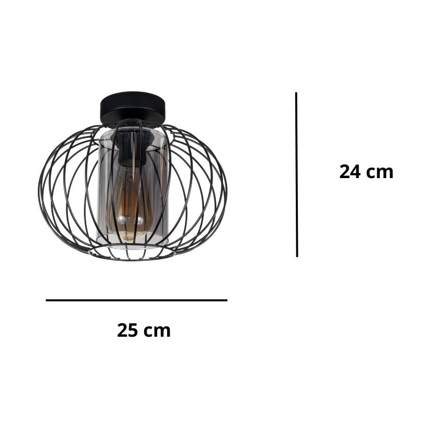 Lampadario a plafone CORRINI 1xE27/60W/230V diametro 25 cm nero/grigio