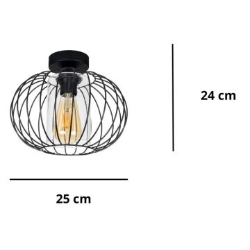 Lampadario a plafone CORRINI 1xE27/60W/230V diametro 25 cm nero/limpido