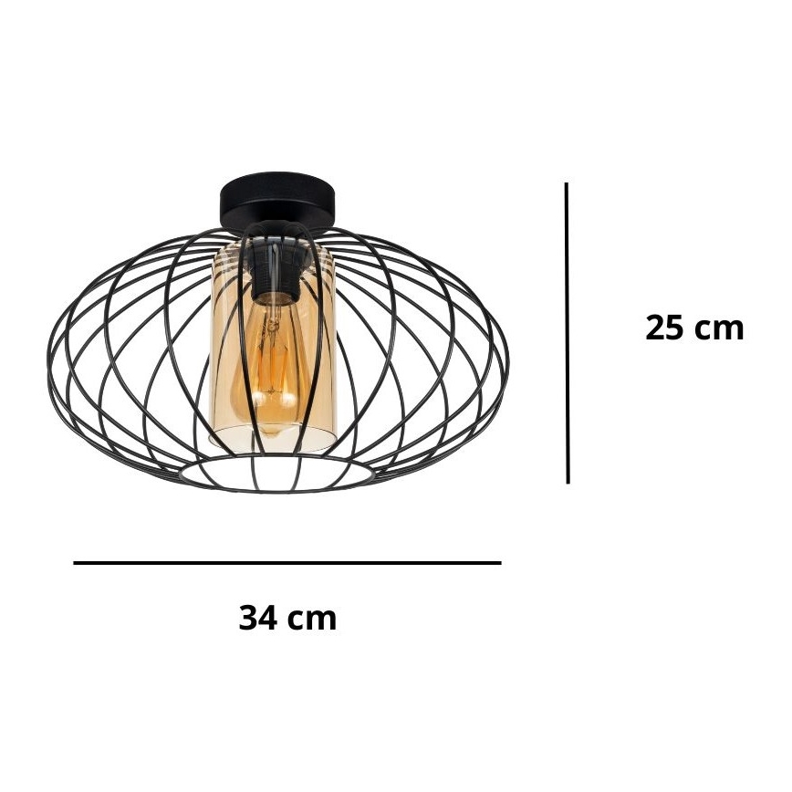 Lampadario a plafone CORRINI 1xE27/60W/230V diametro 34 cm nero/beige