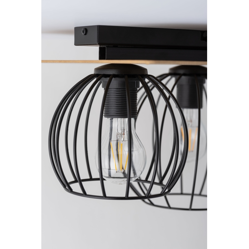 Lampadario a plafone CYBER 3xE27/60W/230V legno/nero