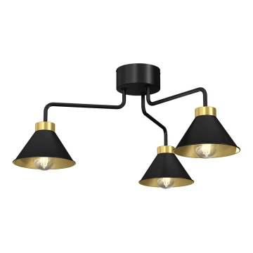 Lampadario a plafone DEMET 3xE27/60W/230V nero/oro