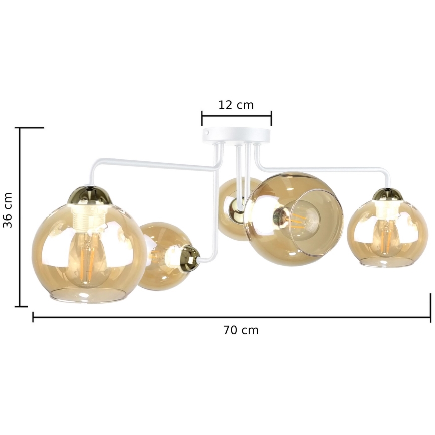 Lampadario a plafone MONDE WHITE 5xE27/60W/230V