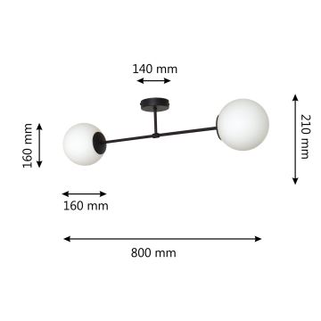 Lampadario a plafone MOON 2xE27/15W/230V nero