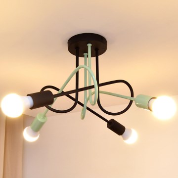 Lampadario a plafone OXFORD 4xE27/15W/230V nero/verde