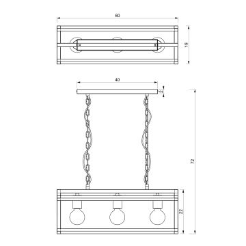 Lampadario a sospensione con catena ARNOLD 3xE27/60W/230V nero