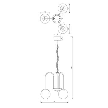 Lampadario a sospensione con catena CAMBRIDGE 3xE14/60W/230V nero