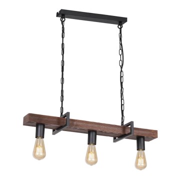 Lampadario a sospensione con catena HARD 3xE27/11W/230V legno/nero