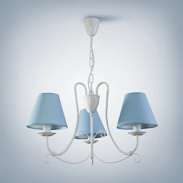 Lampadario a sospensione con catena LILLIAN 3xE14/40W/230V blu chiaro