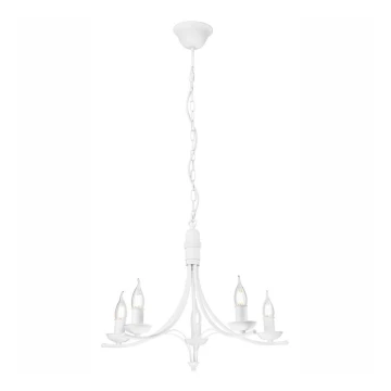 Lampadario a sospensione con catena LUCY 5xE14/60W/230V bianco