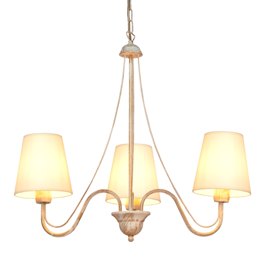 Lampadario a sospensione con catena MALBO 3xE27/60W/230V beige