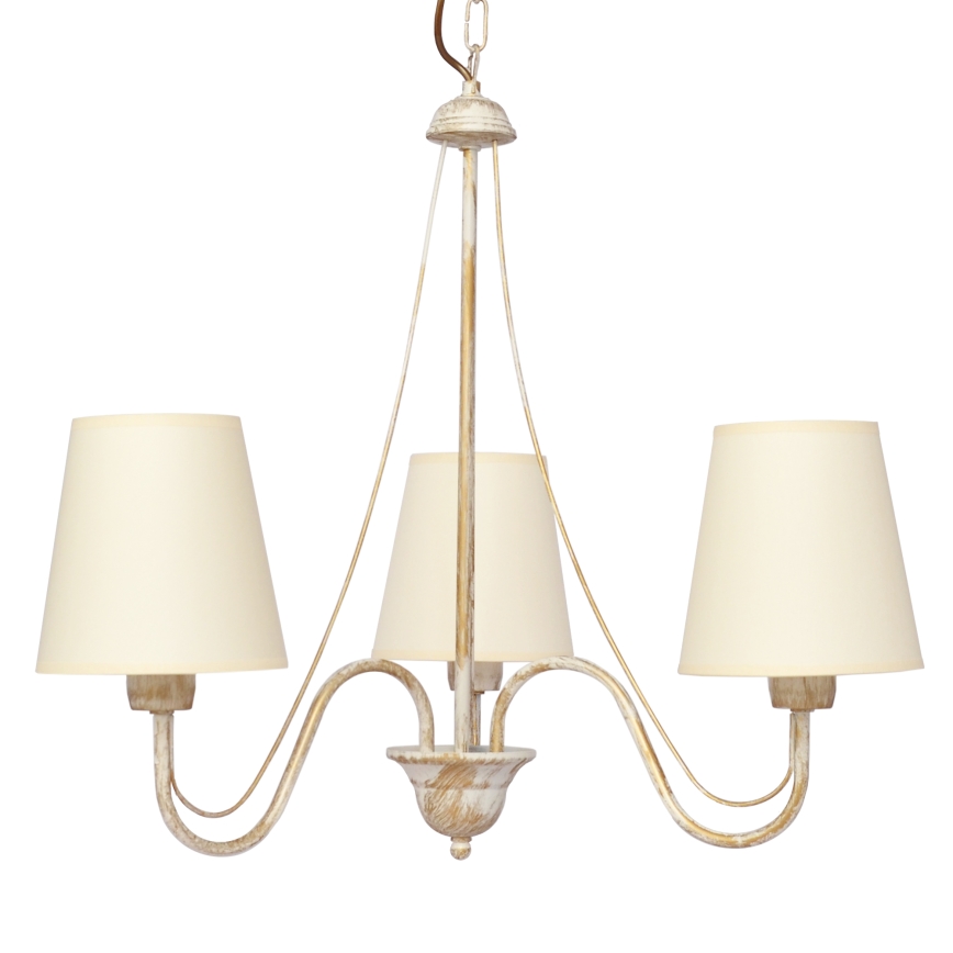 Lampadario a sospensione con catena MALBO 3xE27/60W/230V beige