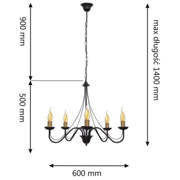 Lampadario a sospensione con catena MALBO 5xE14/60W/230V