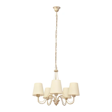 Lampadario a sospensione con catena MALBO 5xE27/60W/230V beige