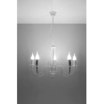 Lampadario a sospensione con catena MINERWA 5 5xE14/40W/230V bianco