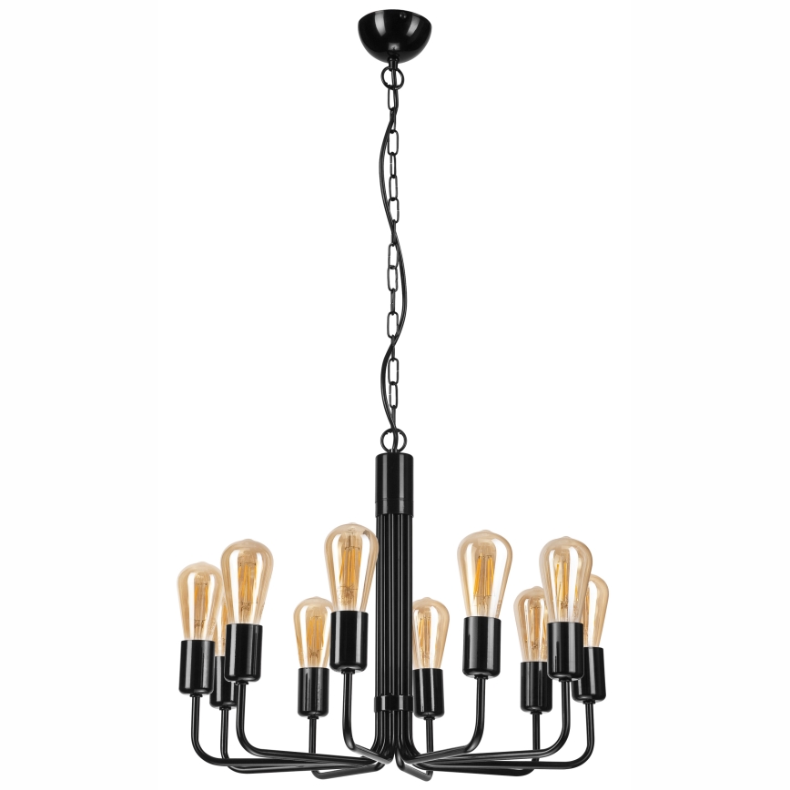 Lampadario a sospensione con catena TIFFANY 10xE27/60W/230V nero