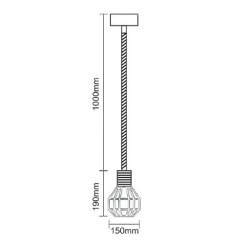 Lampadario a sospensione con filo 1xE27/60W/230V diametro 15 cm