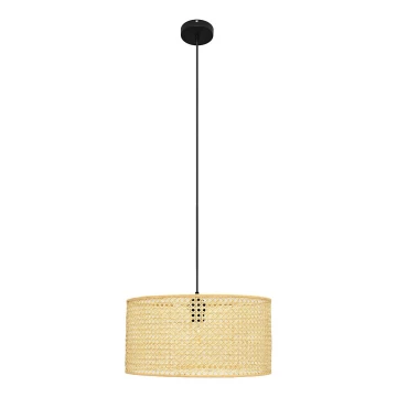 Lampadario a sospensione con filo ALBA 1xE27/60W/230V diametro 40 cm rattan/nero