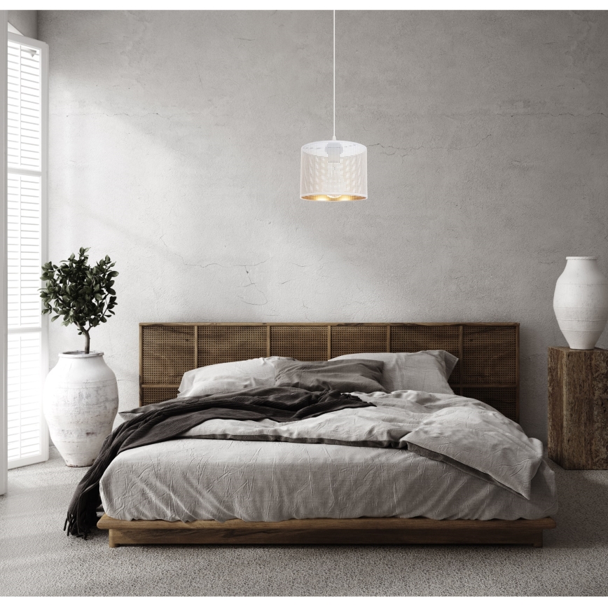 Lampadario a sospensione con filo ALDO 1xE27/60W/230V diametro 20 cm bianco