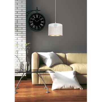 Lampadario a sospensione con filo ALDO 1xE27/60W/230V diametro 20 cm bianco