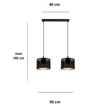 Lampadario a sospensione con filo ALDO 2xE27/60W/230V nero