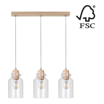 Lampadario a sospensione con filo ALESSANDRO 3xE27/60W/230V - certificato FSC