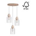 Lampadario a sospensione con filo ALESSANDRO 3xE27/60W/230V - certificato FSC