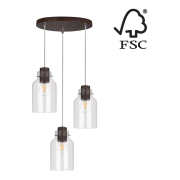 Lampadario a sospensione con filo ALESSANDRO 3xE27/60W/230V - certificato FSC