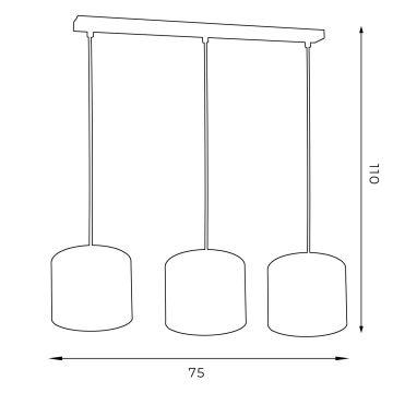 Lampadario a sospensione con filo ARDEN 3xE27/60W/230V nero/bianco