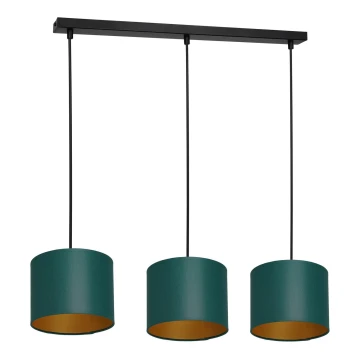 Lampadario a sospensione con filo ARDEN 3xE27/60W/230V verde/oro