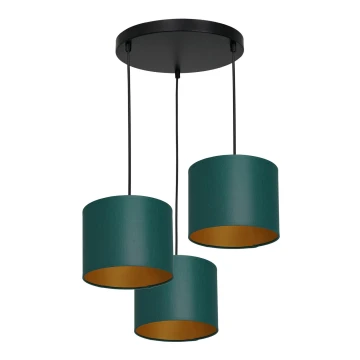 Lampadario a sospensione con filo ARDEN 3xE27/60W/230V verde/oro