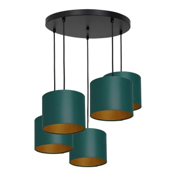 Lampadario a sospensione con filo ARDEN 5xE27/60W/230V verde/oro