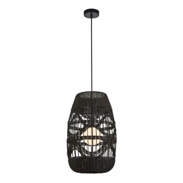 Lampadario a sospensione con filo ARONA 1xG9/9W/230V diametro 25 cm rattan/nero