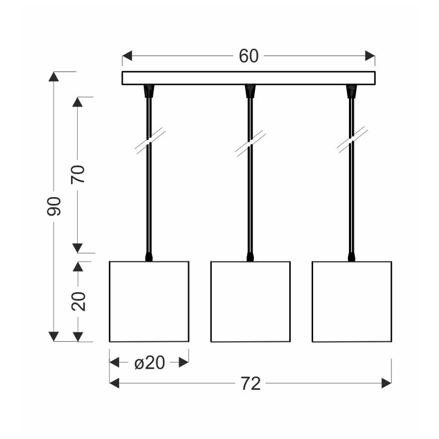 Lampadario a sospensione con filo ATLANTA 3xE27/40W/230V bianco