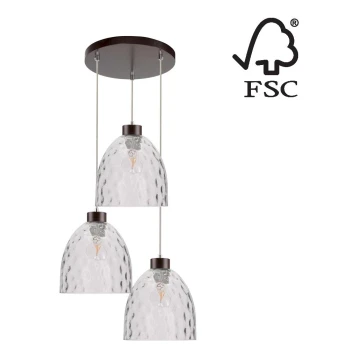 Lampadario a sospensione con filo AURA 3xE27/60W/230V - certificato FSC