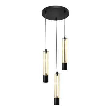 Lampadario a sospensione con filo BARS 3xGU10/20W/230V nero/oro