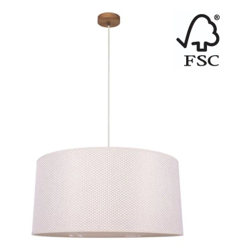 Lampadario a sospensione con filo BENITA 1xE27/40W/230V color crema/quercia – FSC certificato