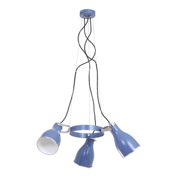 Lampadario a sospensione con filo BJORN BLU 3xE27/60W/230V