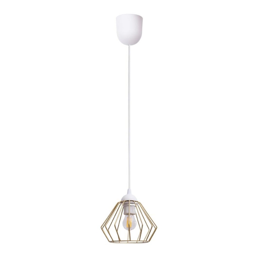 Lampadario a sospensione con filo CEED GOLD 1xE27/60W/230V diametro 17,5 cm bianco/oro