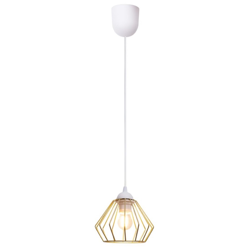 Lampadario a sospensione con filo CEED GOLD 1xE27/60W/230V diametro 17,5 cm bianco/oro