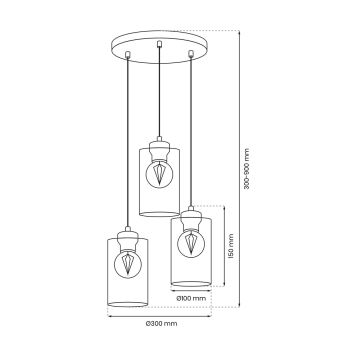 Lampadario a sospensione con filo CHIC 3xE27/60W/230V nero/grigio