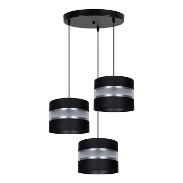 Lampadario a sospensione con filo CORAL 3xE27/60W/230V nero/cromo diametro 45 cm